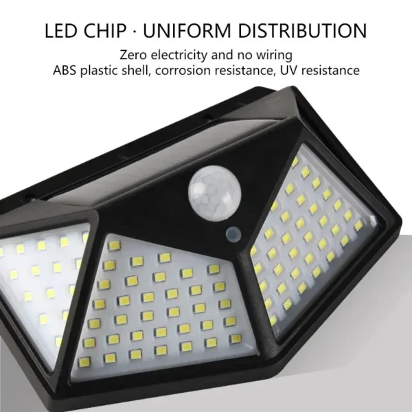 100LED Solar Wall Lamp Outdoor Lampwaterproof Motion Sensor Solar Powered Sunlight Street Lamp Garden Railing Decorative Lamp - Image 3