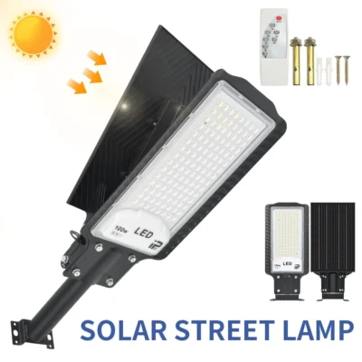 Solar Street Light 100W Powerful Floodlight With Remote Control Outdoor Waterproof IP65 Wall Lighting Lamp for Garden Patio Road