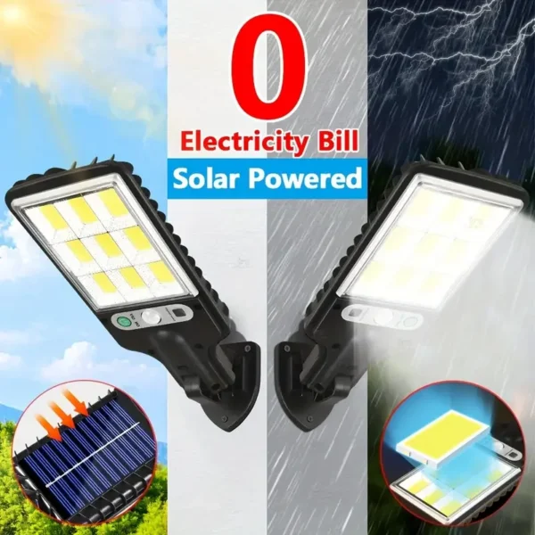 Solar Street Lamp Outdoor Wall Light 3 Lighting Modes with Motion Sensor LED Solar Light for Garden Patio Path Security Lighting - Image 2