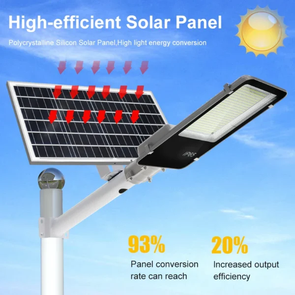 300W Solar Street Light Outdoor Super Bright High-efficial Solar Panel Light IP67 Waterproof Dimmable - Image 4