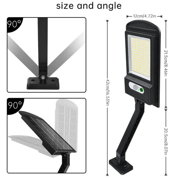 Solar Street Light  With Motion sensor Solar Parking Lot Light 168 LED IP65 Outdoor Solar Security Light for Garden Street Deck - Image 3
