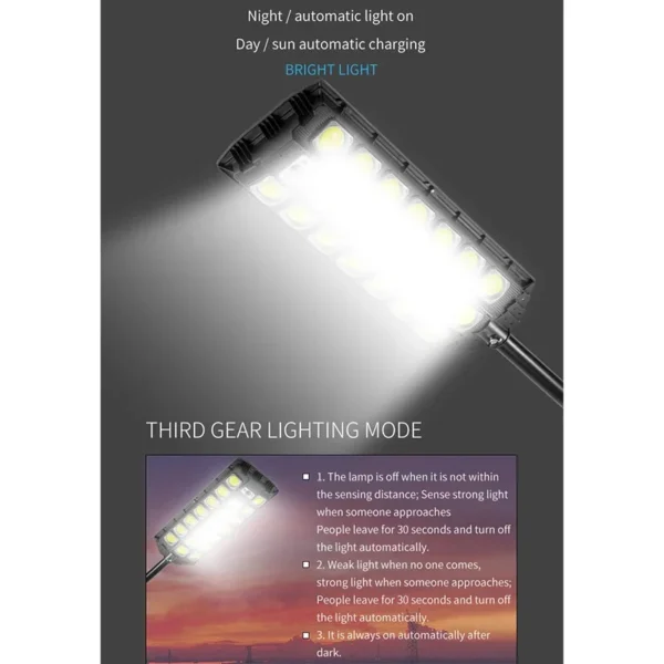Solar Street Lights Outdoor Solar Power Lamp With 3 Light Mode Waterproof Motion Sensor Security Lamp for Garden Patio Path Yard - Image 6