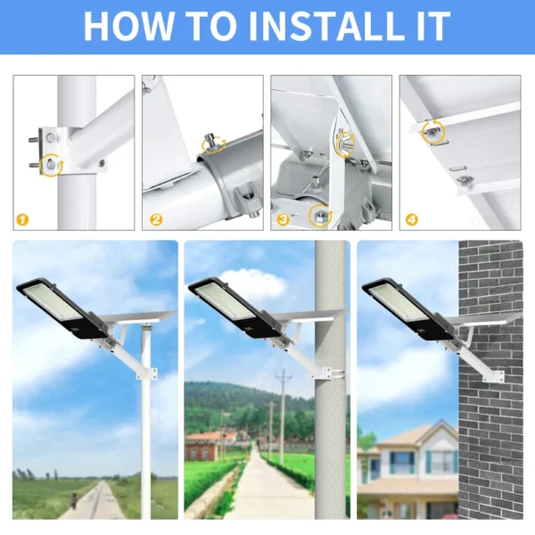 300W Solar Street Light Outdoor Super Bright High-efficial Solar Panel Light IP67 Waterproof Dimmable - Image 5