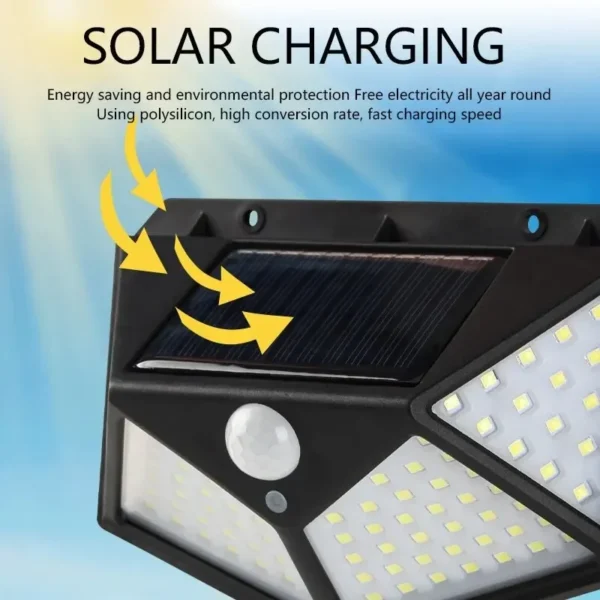 100LED Solar Wall Lamp Outdoor Lampwaterproof Motion Sensor Solar Powered Sunlight Street Lamp Garden Railing Decorative Lamp - Image 5