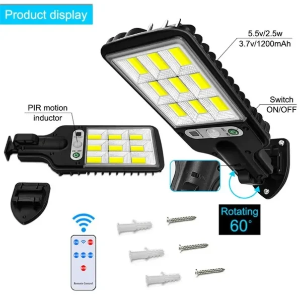 Solar Street Lights Outdoor Solar Lamp With 3 Light Modes Waterproof Motion Sensor Security Lighting for Garden Patio Path Yard - Image 2