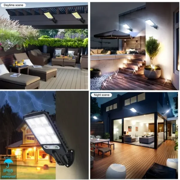 Solar Street Lamp Outdoor Wall Light 3 Lighting Modes with Motion Sensor LED Solar Light for Garden Patio Path Security Lighting - Image 3