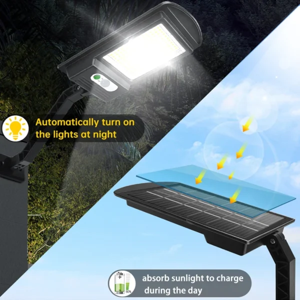Solar Street Light  With Motion sensor Solar Parking Lot Light 168 LED IP65 Outdoor Solar Security Light for Garden Street Deck - Image 5